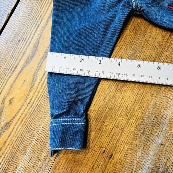 Vintage Baby Boys Denim Jacket 12M Construction Patches Jeans Truck Machine Kids - Picture 9 of 9